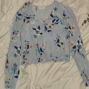 Cropped Floral Long Sleeve Shirt